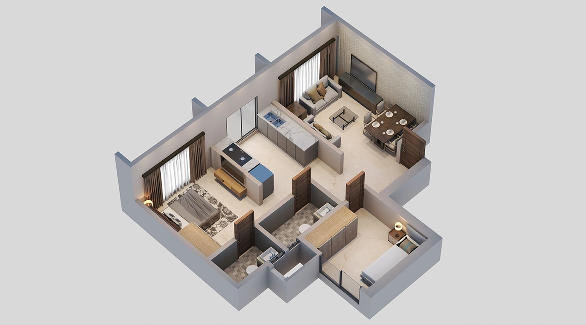 2 BHK Isometric View